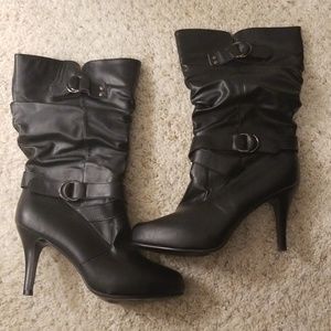 Black pleather boots
